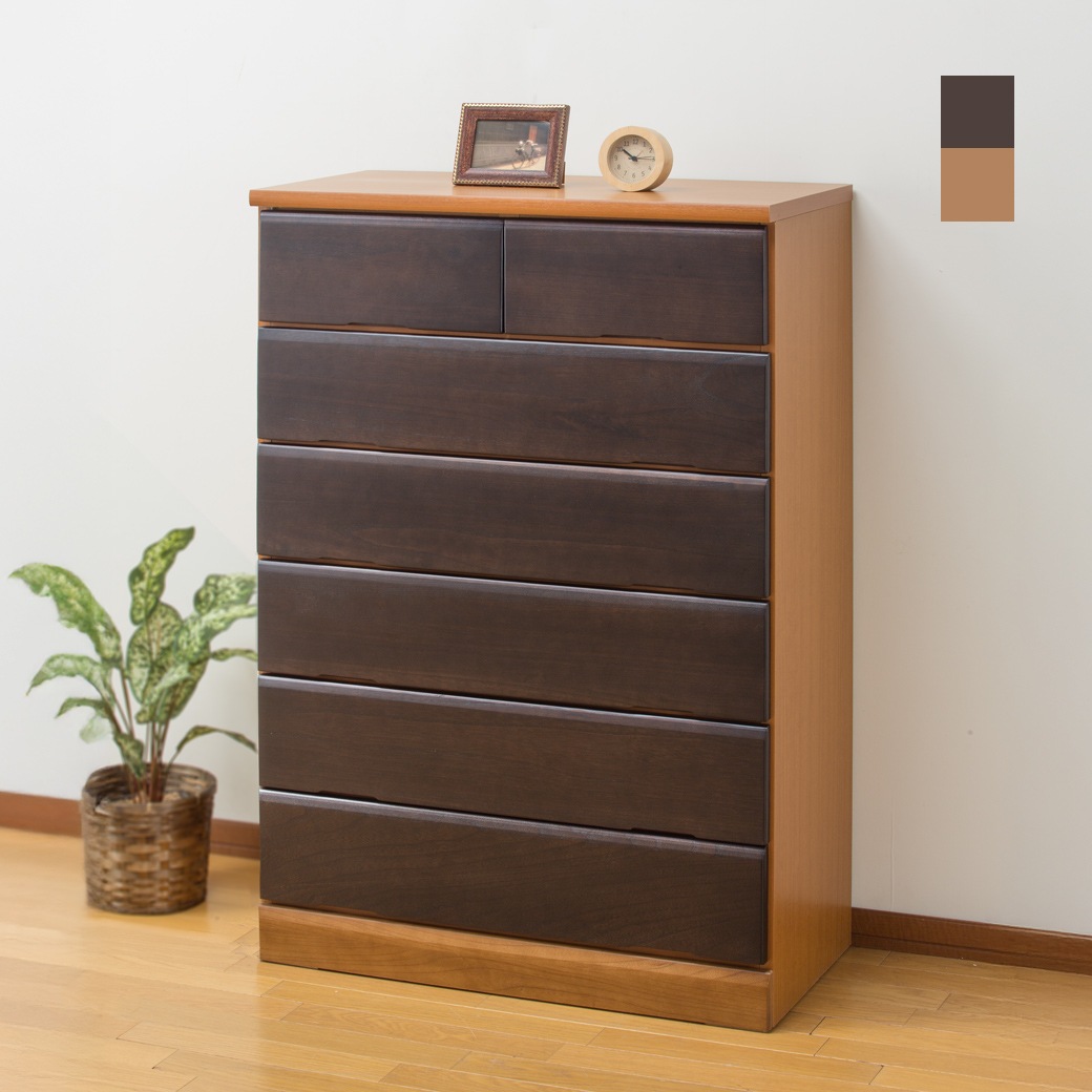 〈大川産〉天然木衣類収納チェスト 60cm幅4段 完成品