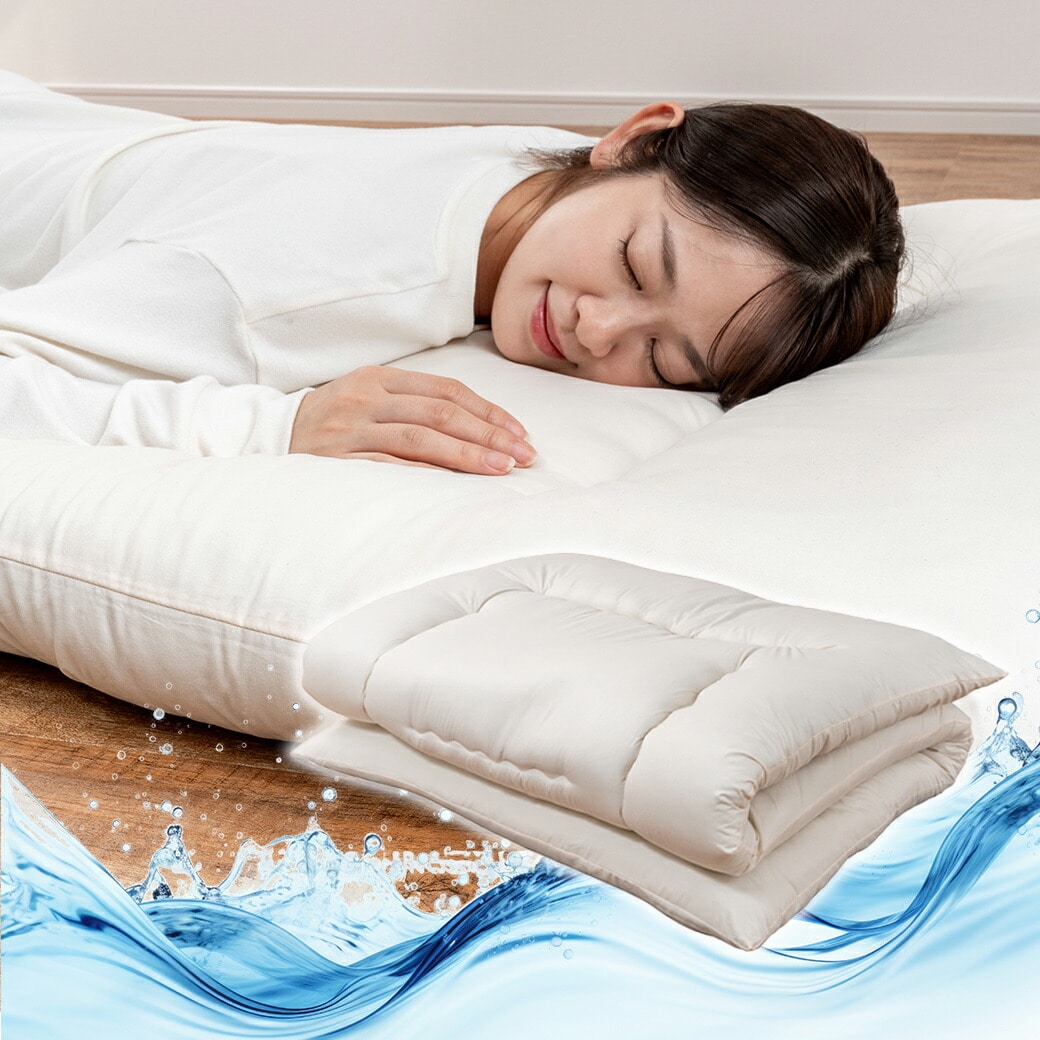 日本製 防ダニ・抗菌防臭加工洗える敷布団 シングル アイボリー