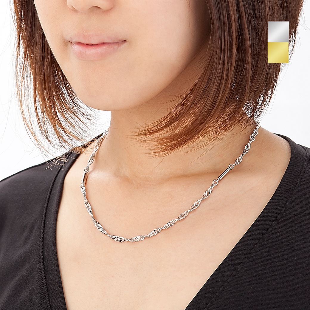 スクリュータイプ磁器ネックレス アクセサリー 日本製 管理医療機器 血行 首 肩 シンプル スクリューチェーン