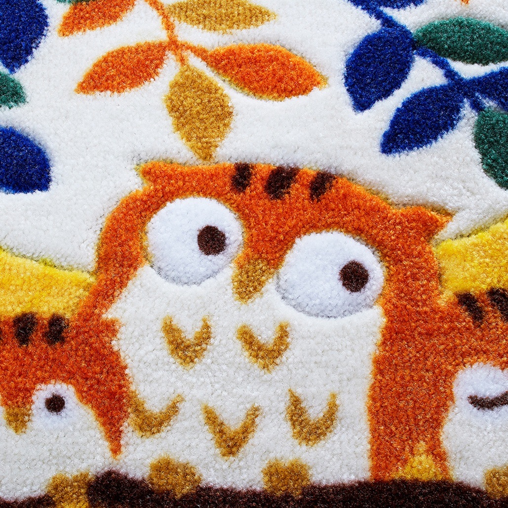 幸福の「七福ろう」玄関マット 大70×120cm げんかんマット ウェルカムマット フクロウ 梟 縁起物