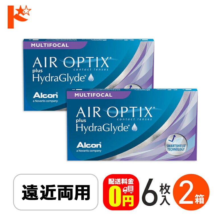エアオプティクス プラス ハイドラグライド マルチフォーカル 6枚入 2箱セット 2週間使い捨てコンタクトレンズ 遠近両用 AIR OPTIX plus HydraGlyde クリアコンタクトレンズ えんきん 老眼 アルコン 2ウィーク 【送料無料】
