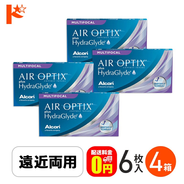 エアオプティクス プラス ハイドラグライド マルチフォーカル 6枚入 4箱セット 2週間使い捨てコンタクトレンズ 遠近両用 AIR OPTIX plus HydraGlyde クリアコンタクトレンズ えんきん 老眼 アルコン 【送料無料】