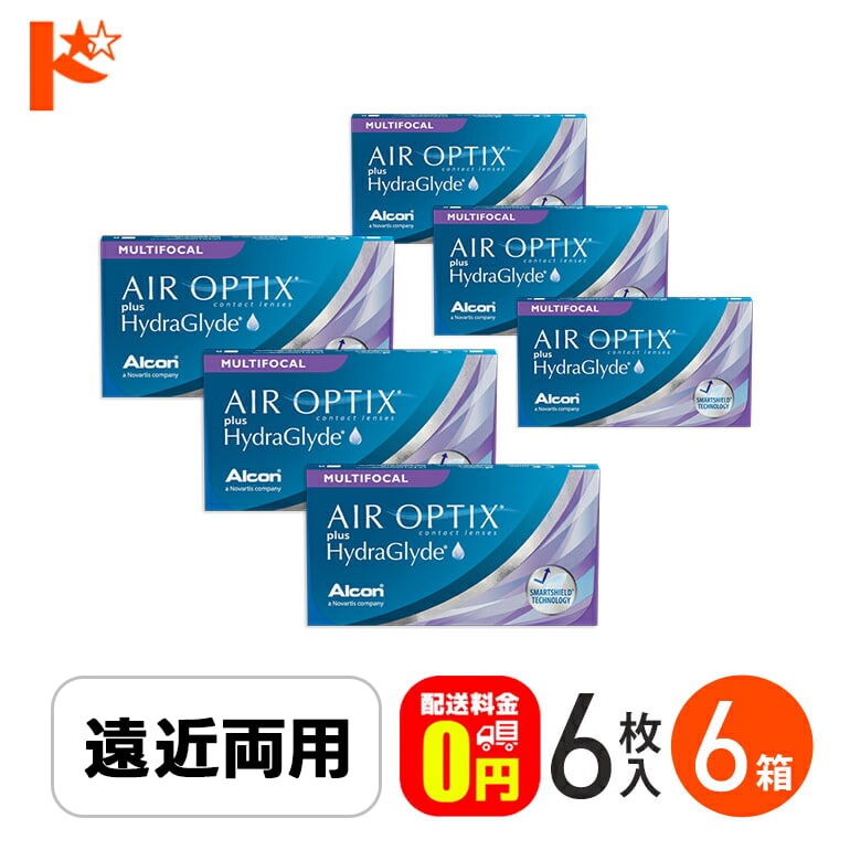 エアオプティクス プラス ハイドラグライド マルチフォーカル 6枚入 6箱セット 2週間使い捨てコンタクトレンズ 遠近両用 AIR OPTIX plus HydraGlyde クリアコンタクトレンズ えんきん 老眼 アルコン 【送料無料】