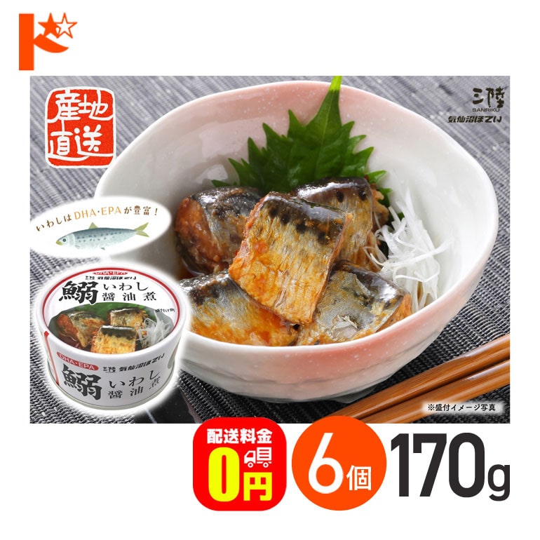 【送料無料】いわし醤油煮 缶詰 170g 6個セット