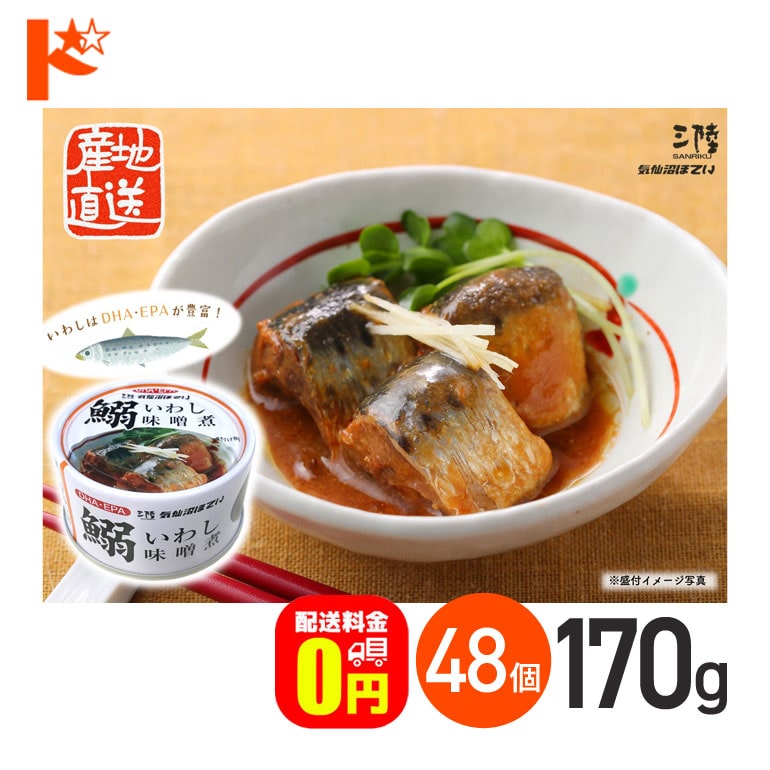 【送料無料】いわし味噌煮 缶詰 170g 48個セット