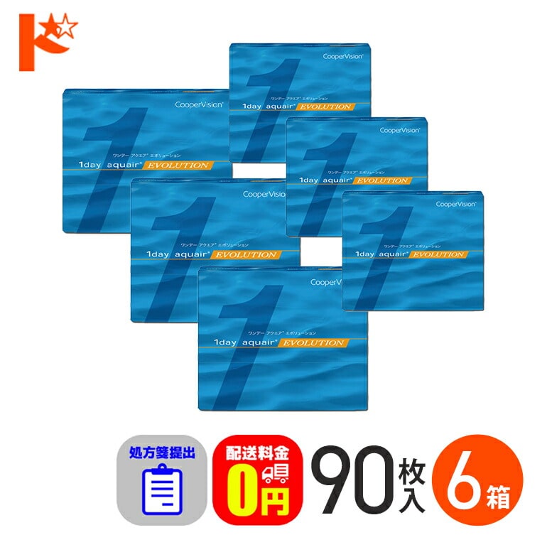 ☆処方箋提出☆ワンデーアクエアエボリューション 90枚入り 6箱セット 1day  1日使い捨てコンタクトレンズ コンタクト 【送料無料】