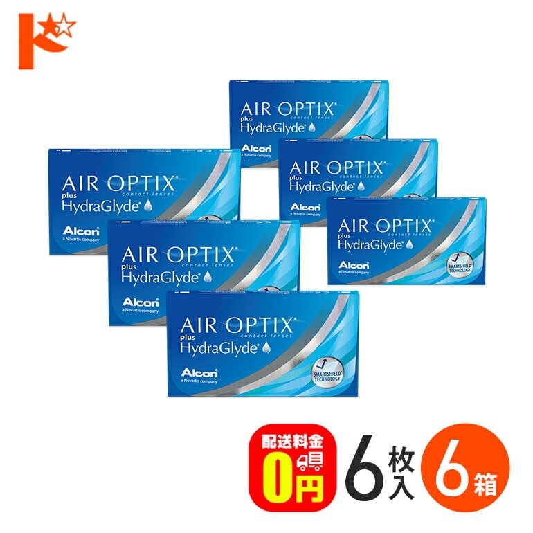 エアオプティクス プラス ハイドラグライド 6枚入 6箱セット 2週間使い捨てコンタクトレンズ 2ウィーク AIR OPTIX plus HydraGlyde クリアコンタクトレンズ 近視 遠視 アルコン 【送料無料】