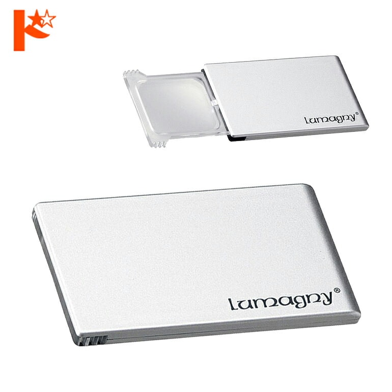 スライド式LEDライトルーペ 9635 シルバー / 名古屋眼鏡 カード式ルーペ 携帯ルーペ 拡大鏡 LEDライト付き 虫眼鏡 携帯 持ち歩き 老眼 ろうがん シニア 小型 便利 プレゼント 敬老の日 敬老のお祝い