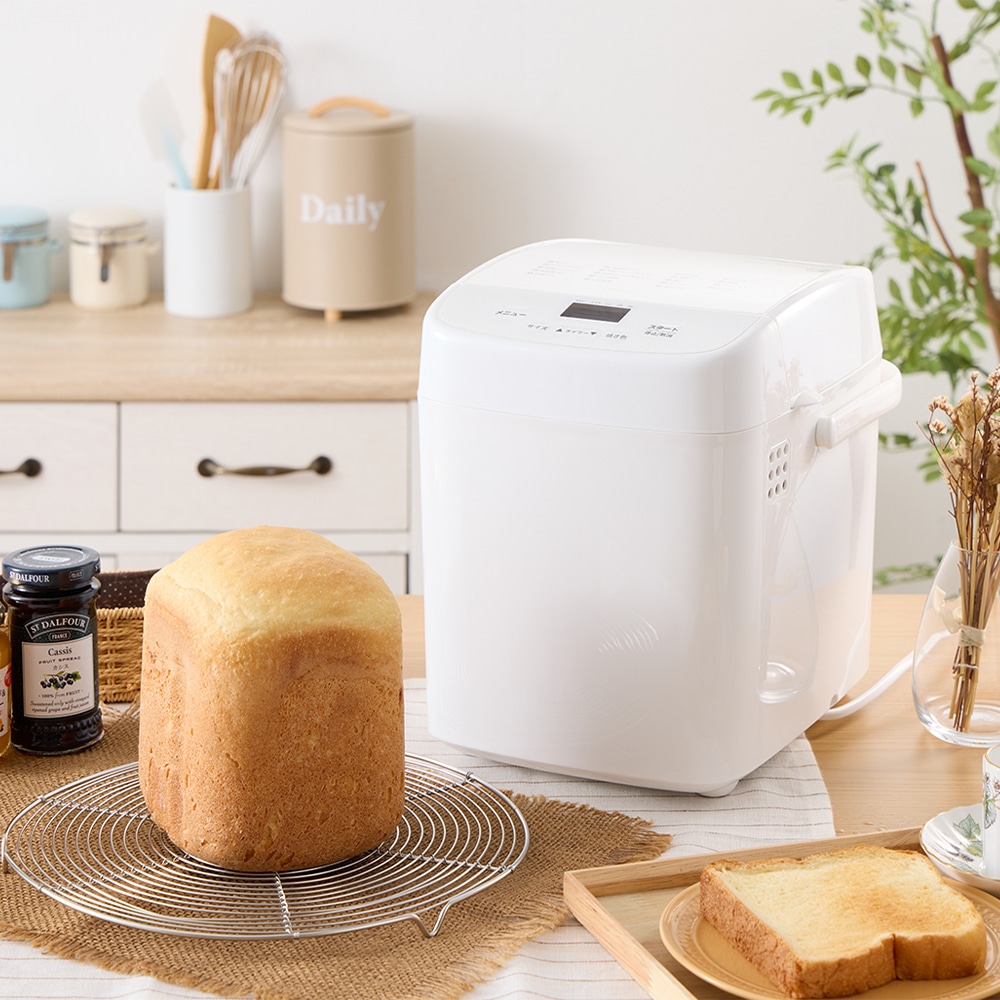 simplus ホームベーカリー SP-HBD01 2斤焼き 1斤 パン焼き機 全自動 タイマー付き メニュー充実 パン 餅つき機 シンプラス コンパクト ジャム 焼き芋 ホワイト ホワイト
