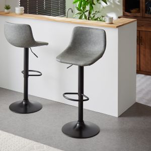 カウンターチェア 背もたれ付き 単品 おしゃれ レザー ハイチェア PUレザー ヴィンテージ 北欧 インダストリアル カフェ風 レトロ カウンターチェアー チェアー バーチェア ハイスツール イス 椅子 1脚 2脚 セット グレー グレー