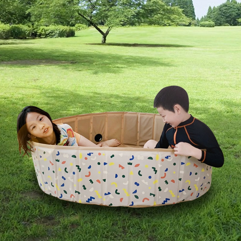 (ベージュ)プール 折りたたみ 空気入れ不要 120×30cm ビニールプール コンパクト おしゃれ ベランダ 直径120cm 簡単収納 持ち運び便利 家庭用プール 家庭用 水遊び 夏物 ベージュ