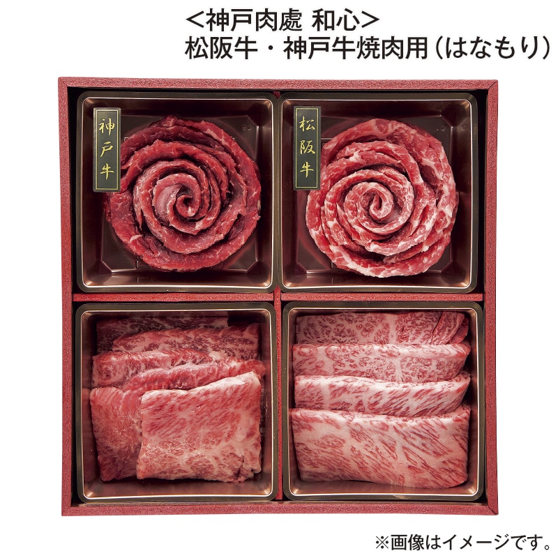 お歳暮 ＜神戸肉處 和心＞松阪牛・神戸牛焼肉用（はなもり） 送料込み