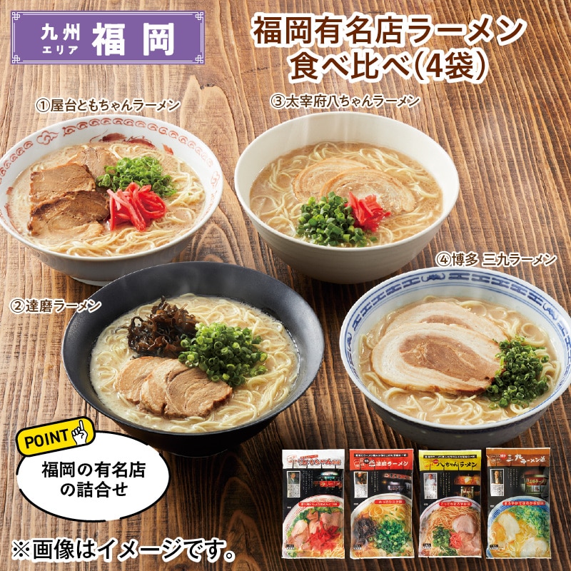 福岡有名店ラーメン食べ比べ（4袋） 送料込み