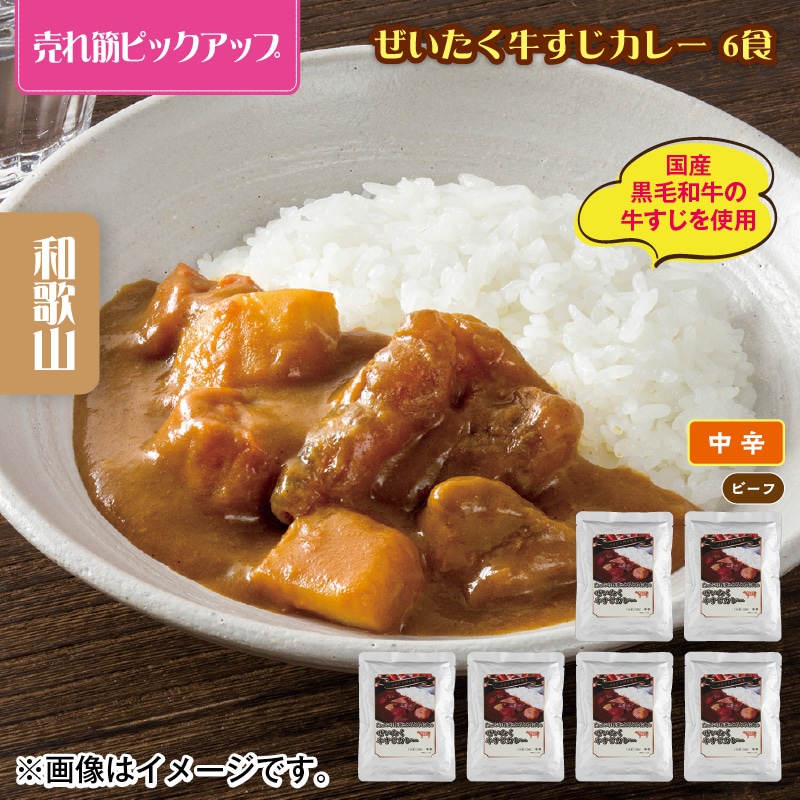 ぜいたく牛すじカレー 6食 送料込み