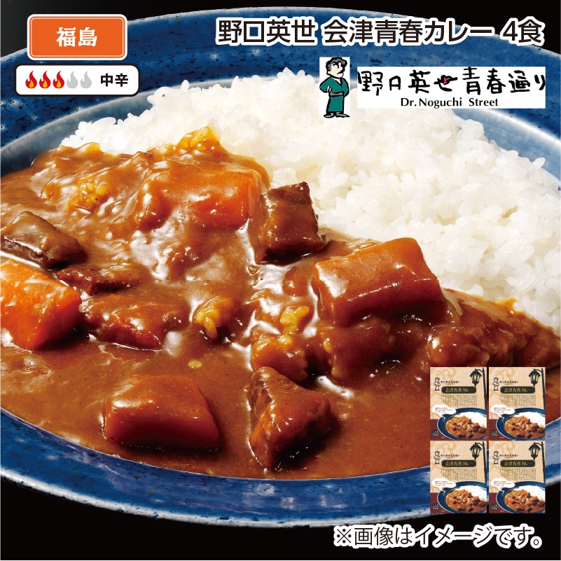 野口英世 会津青春カレー Ｂ（4食） 送料込み