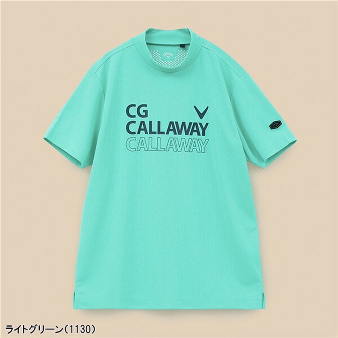 キャロウェイ 半袖 モックネックシャツ クローズドメッシュ メンズ C24134105 ゴルフウェア 2024年春夏モデル Callaway 春夏ウェア
