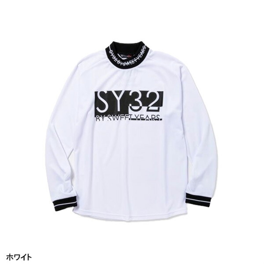 SY32 by SWEET YEARS 長袖 SYG モックネックシャツ メンズ SYG-22SP012 ロングスリーブT トップス ゴルフウェア 春夏モデル 春夏ウェア エスワイサーティトゥ ホワイト Mサイズ