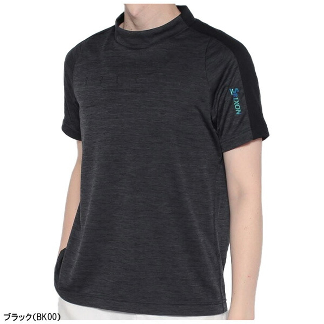 スリクソン 半袖 メランジボーダー モックネックシャツ ZEROround メンズ RGMVJA04 ゴルフウェア ブラック(BK00) Mサイズ