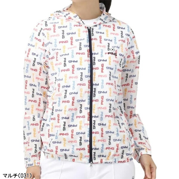 レディース ピン アパレル ゴルフウェア 長袖 フルジップブルゾン 軽量 モノグラムプリント 622-2120209 アウター 2022年春夏モデル PING 春夏ウェア 22SS 女性用
