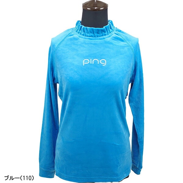 レディース ピン アパレル ゴルフウェア 長袖 変形襟 ハイネックシャツ ベロアフリース 622-2269900 カットソー トップス PING APPAREL 秋冬モデル 秋冬ウェア 22FW