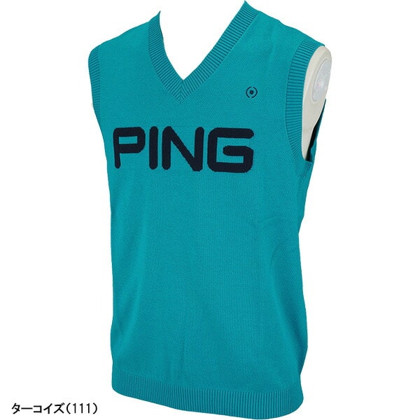 ピン アパレル ベスト PING ビッグロゴ Vネックニットベスト メンズ 621-2174300 ゴルフウェア 春夏モデル PING APPAREL 春夏ウェア 22SS