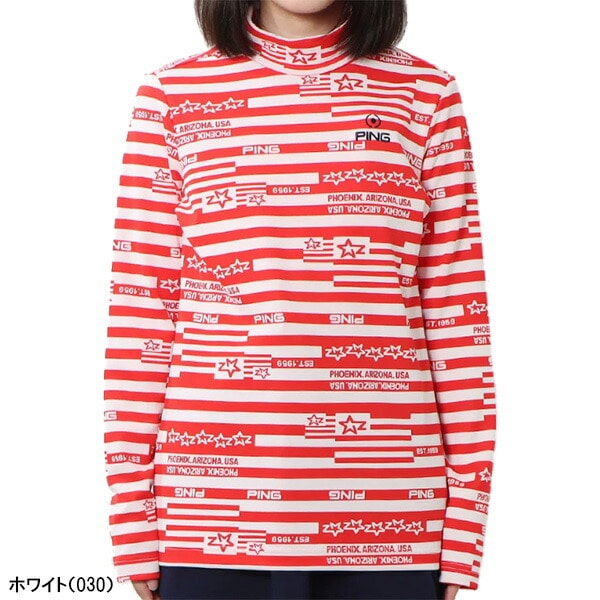 レディース ピン アパレル ゴルフウェア 長袖 ハイネックシャツ ジャガード総柄 622-2269014 トップス PING APPAREL 秋冬ウェア 秋冬モデル 22FW 女性用