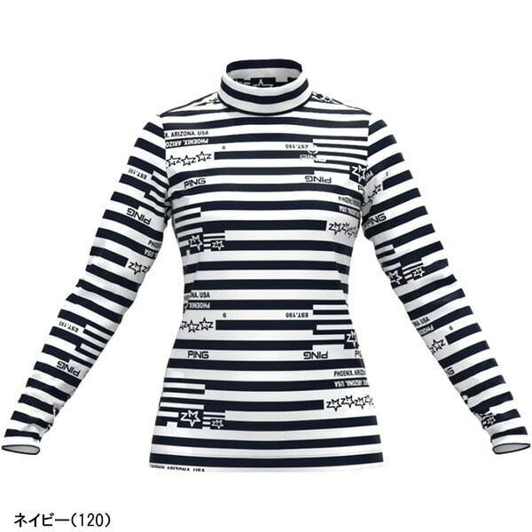 レディース ピン アパレル ゴルフウェア 長袖 ハイネックシャツ ジャガード総柄 622-2269014 トップス PING APPAREL 秋冬ウェア 秋冬モデル 22FW 女性用