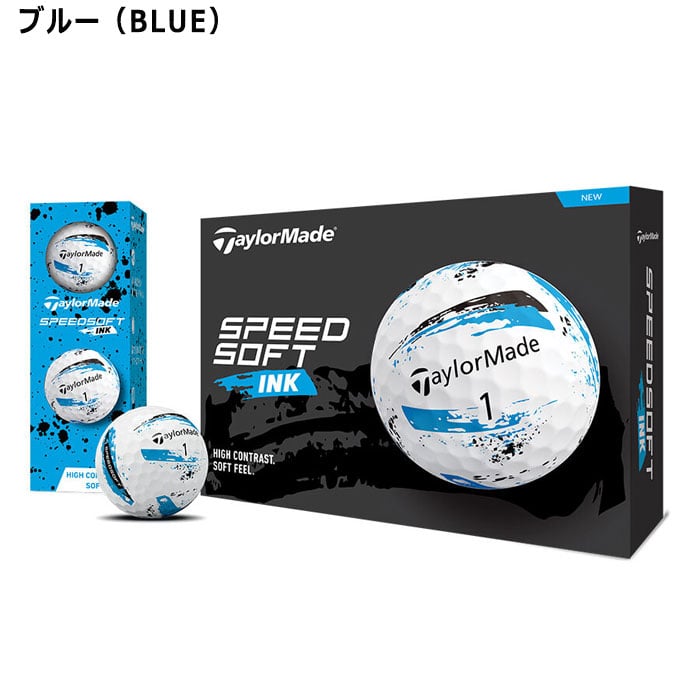 テーラーメイド ゴルフボール スピードソフト インク ボール  ブルー ／ ピンク 2024年モデル 1ダース（12球） TaylorMade