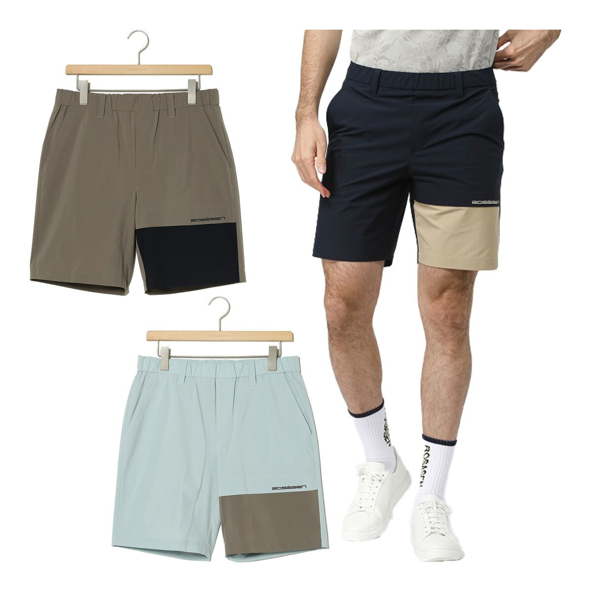ロサーセン ショートパンツ 接触冷感 水陸両用 メンズ 044-71541 ボトムス ゴルフウェア 春夏モデル 春夏ウェア ROSASEN 短パン ハーフパンツ 79サイズ ネイビー(098)