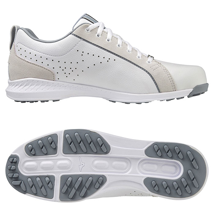 ミズノ ゴルフシューズ エムジーユー LE 51GM2280 メンズ スパイクレス シューズ 3E相当 25.5cm ホワイト(01)