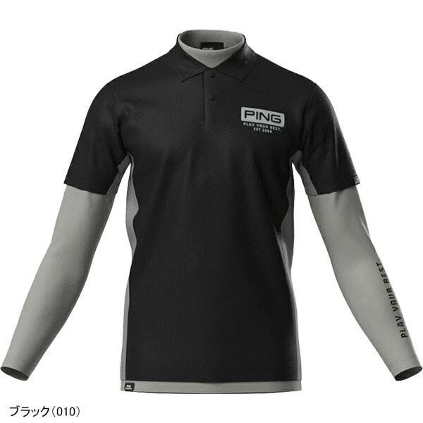 ピン アパレル レイヤードツインセット 半袖ポロシャツ 長袖シャツ メンズ 621-5160201 トップス 2025年春夏モデル PING APPAREL 春夏ウェア 長袖インナーシャツ 重ね着