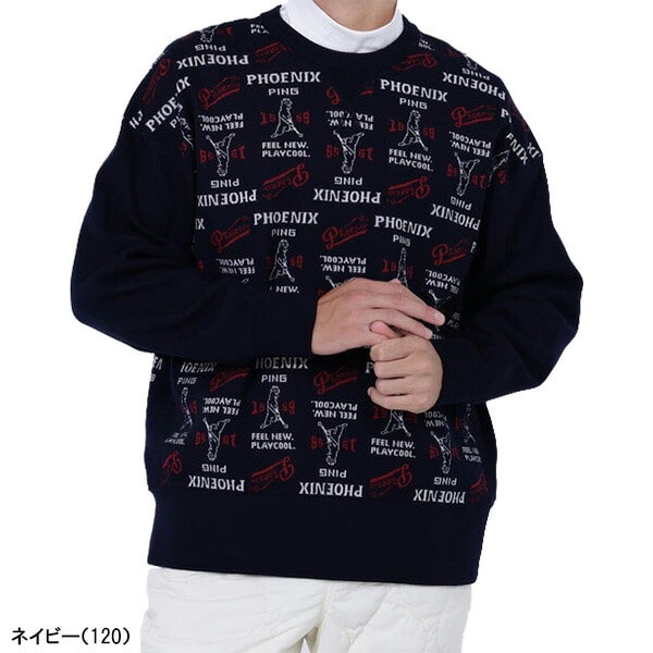 ピン ゴルフ 長袖 ジャカードクルーネック ニット プルオーバー セーター メンズ NATIVE 621-5270002 ゴルフウェア トップス アパレル PING GOLF 2025年秋冬モデル 秋冬ウェア