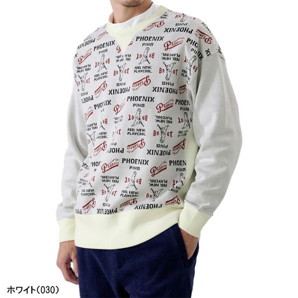 ピン ゴルフ 長袖 ジャカードクルーネック ニット プルオーバー セーター メンズ NATIVE 621-5270002 ゴルフウェア トップス アパレル PING GOLF 2025年秋冬モデル 秋冬ウェア