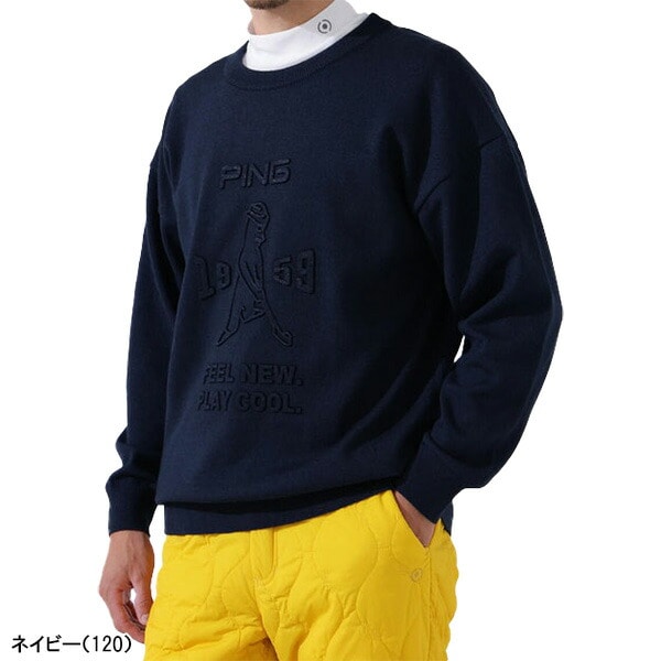 ピン ゴルフ 長袖 エンボス加工 ウールライク クルーネックニットプルオーバー セーター メンズ NATIVE 621-5270003 ゴルフウェア トップス アパレル PING GOLF 2025年秋冬モデル 秋冬ウェア