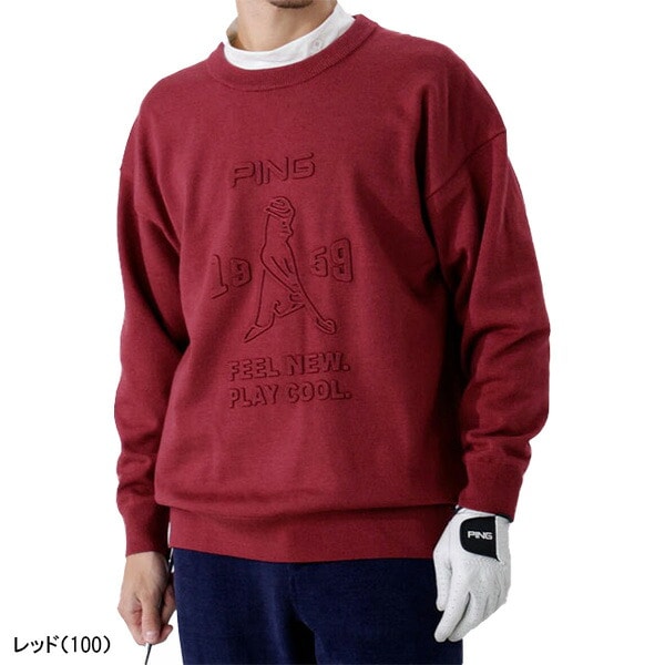 ピン ゴルフ 長袖 エンボス加工 ウールライク クルーネックニットプルオーバー セーター メンズ NATIVE 621-5270003 ゴルフウェア トップス アパレル PING GOLF 2025年秋冬モデル 秋冬ウェア