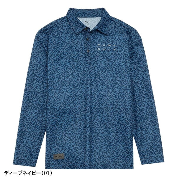 プーマ ゴルフ 長袖 ポロシャツ PB グラフィック メンズ 635776 トップス ゴルフウェア 2025年秋冬モデル PUMA GOLF 秋冬ウェア