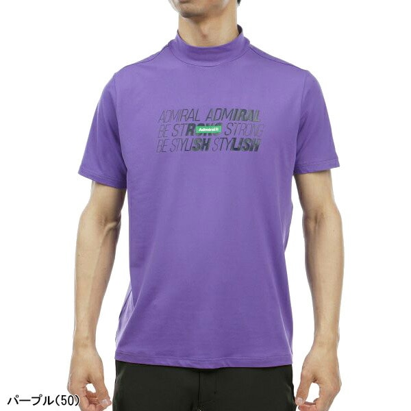 アドミラル ゴルフ 半袖 モックネックシャツ ランニングロゴ ショートスリーブ メンズ ADMA371 トップス ゴルフウェア 2023年秋冬モデル Admiral Golf 秋冬ウェア 23FW