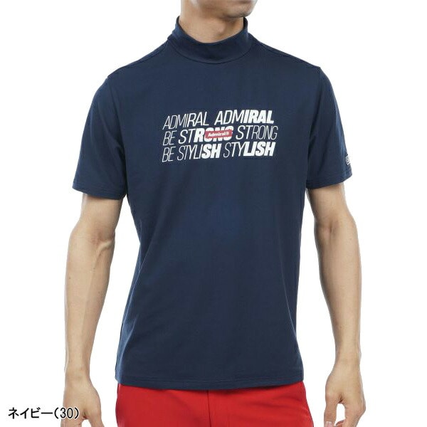アドミラル ゴルフ 半袖 モックネックシャツ ランニングロゴ ショートスリーブ メンズ ADMA371 トップス ゴルフウェア 2023年秋冬モデル Admiral Golf 秋冬ウェア 23FW