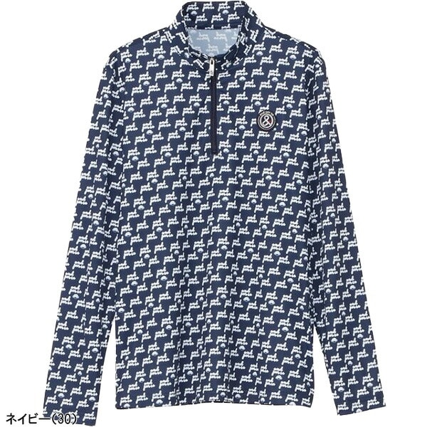 【レディース】アンパスィ 長袖 ハーフジップシャツ SD3Dワッフルプリンテッド AFF9224X2 トップス ゴルフウェア 2024年秋冬モデル and per se 秋冬ウェア 女性用