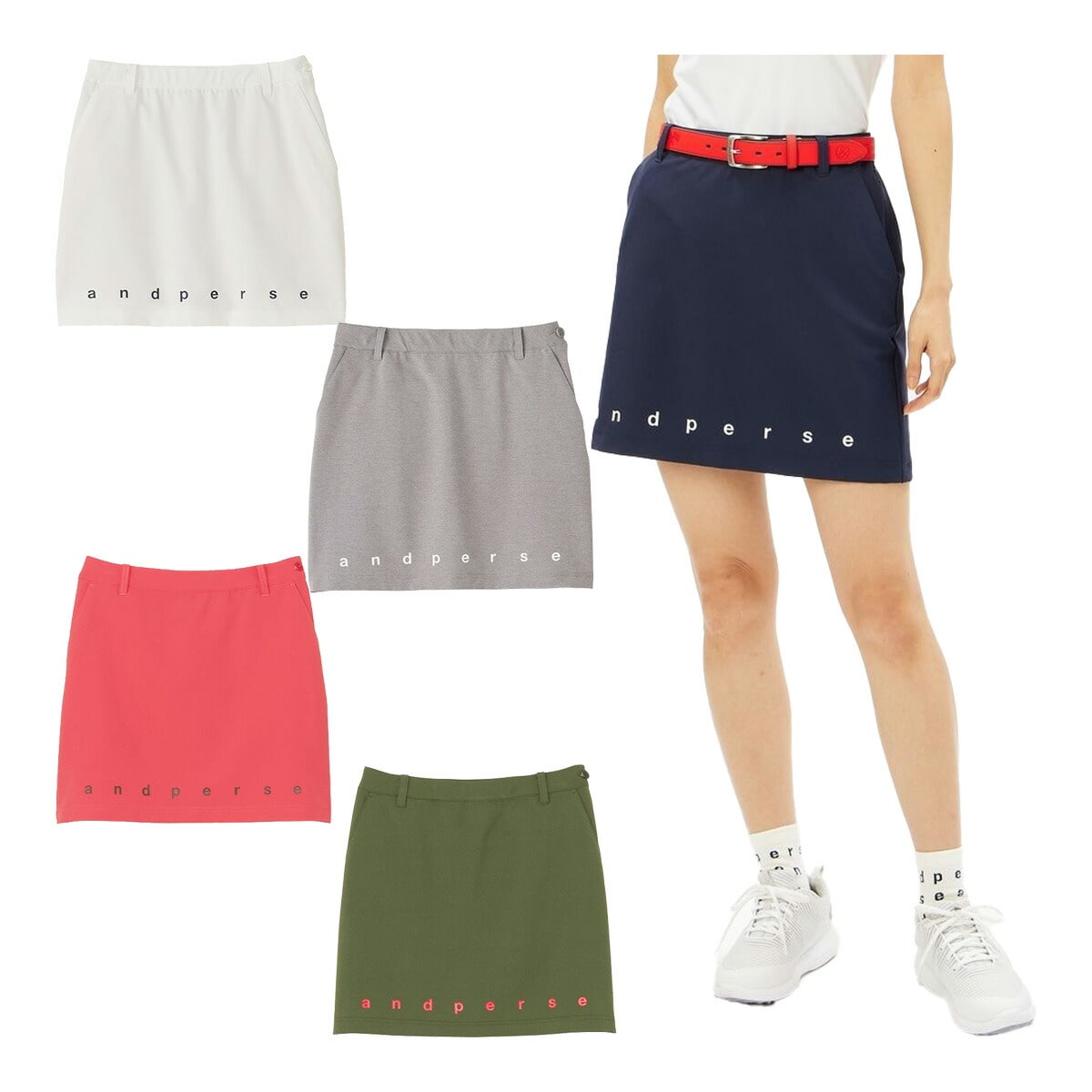 【レディース】アンパスィ スカート マルチウェイストレッチスカート AFS4004E3 ボトムス ゴルフウェア 2024年秋冬モデル and per se 秋冬ウェア 女性用 撥水 Mサイズ ホワイト(10)