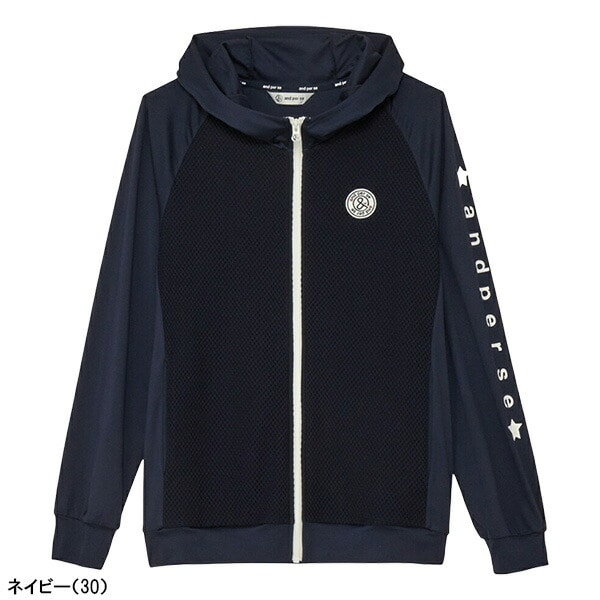 アンパスィ 長袖 フルジップ ブルゾン エアレーテックメッシュ 前身頃メッシュ素材 フーディーブルゾン メンズ AMF6915J2 アウター ゴルフウェア 2025年秋冬モデル and per se 秋冬ウェア ジャケット フード付き