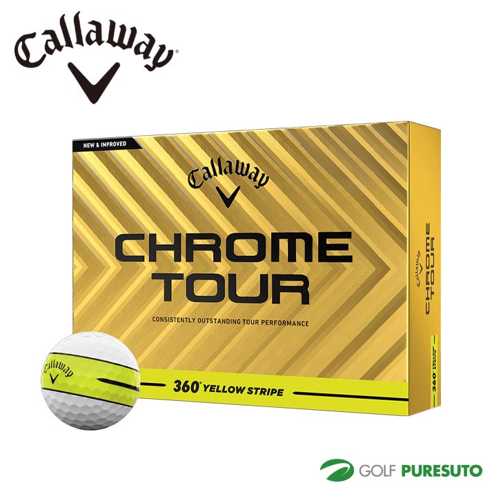 キャロウェイ CHROME TOUR 360° YELLOW STRIPE ゴルフボール ●2025年モデル● 1ダース(12球入り) Callaway Golf