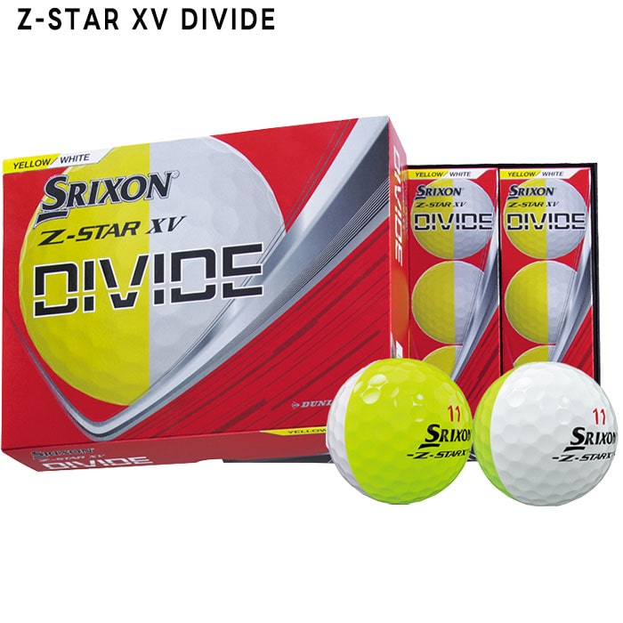 ダンロップ ゴルフ NEW スリクソン Z-STAR9 DIVIDE/Z-STAR XV9 DIVIDE ホワイトイエロー ゴルフボール 1ダース(12球) 2025年モデル DUNLOP 日本正規品 - Z-STAR DIVIDE
