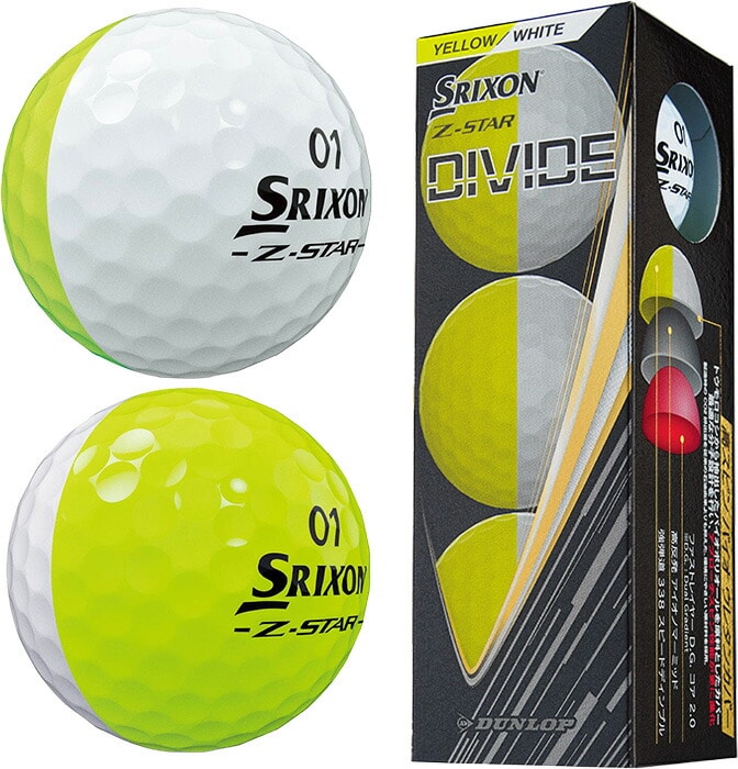 ダンロップ ゴルフ NEW スリクソン Z-STAR9 DIVIDE/Z-STAR XV9 DIVIDE ホワイトイエロー ゴルフボール 1ダース(12球) 2025年モデル DUNLOP 日本正規品 - Z-STAR DIVIDE