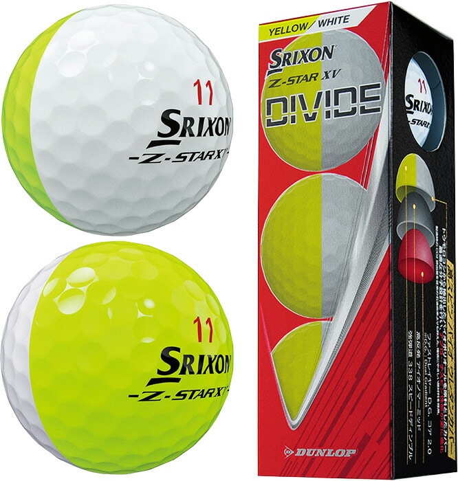 ダンロップ ゴルフ NEW スリクソン Z-STAR9 DIVIDE/Z-STAR XV9 DIVIDE ホワイトイエロー ゴルフボール 1ダース(12球) 2025年モデル DUNLOP 日本正規品 - Z-STAR DIVIDE