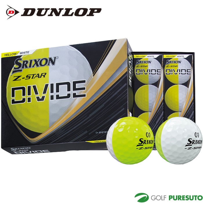 ダンロップ ゴルフ NEW スリクソン Z-STAR9 DIVIDE/Z-STAR XV9 DIVIDE ホワイトイエロー ゴルフボール 1ダース(12球) 2025年モデル DUNLOP 日本正規品