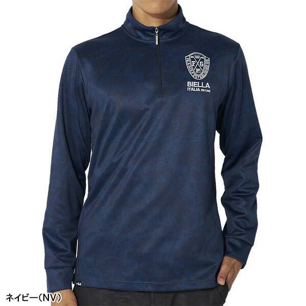 フィラ ゴルフ 長袖 ハーフジップシャツ プリント 裏起毛 メンズ 784-507 トップス ゴルフウェア 秋冬モデル FILA GOLF 秋冬ウェア 784507 UVカット 保温