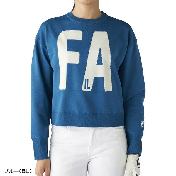 【レディース】フィラ ゴルフ 長袖 ビッグロゴ セーター ニット 795-760 トップス ゴルフウェア 2025年秋冬モデル FILA GOLF 秋冬ウェア 795760 女性用