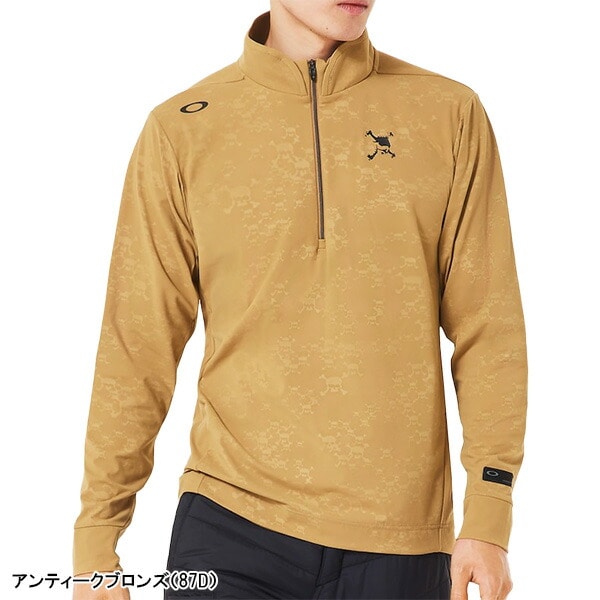 オークリー 長袖 ハーフジップ モックネックシャツ スカル エンボス 長袖モックシャツ メンズ FOA408241 トップス ゴルフウェア 2025年秋冬モデル Oakley Skull Embossed LS Mock Shirt 秋冬ウェア