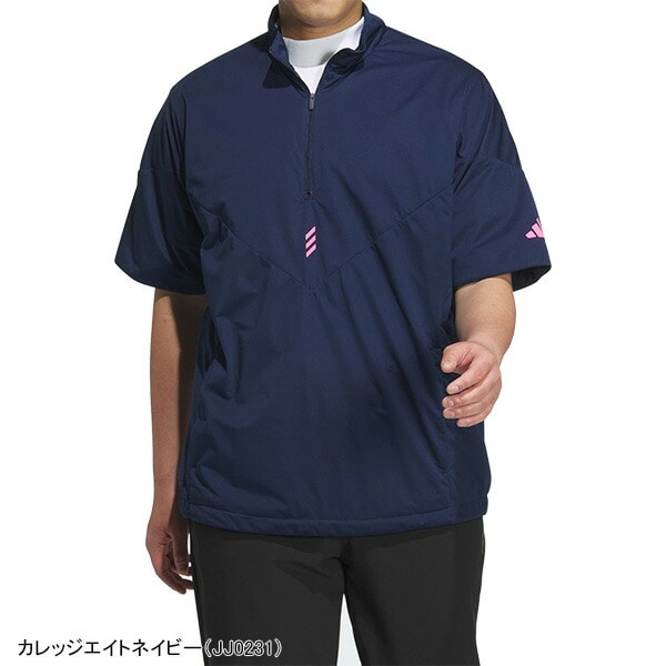 アディダス ゴルフ 半袖 ハーフジップ ウィンド コードカオス メンズ KSL85 JJ0230／JJ0231／JJ0232／JJ0233 アウター ブルゾン ゴルフウェア 2024年秋冬モデル adidas golf 秋冬ウェア